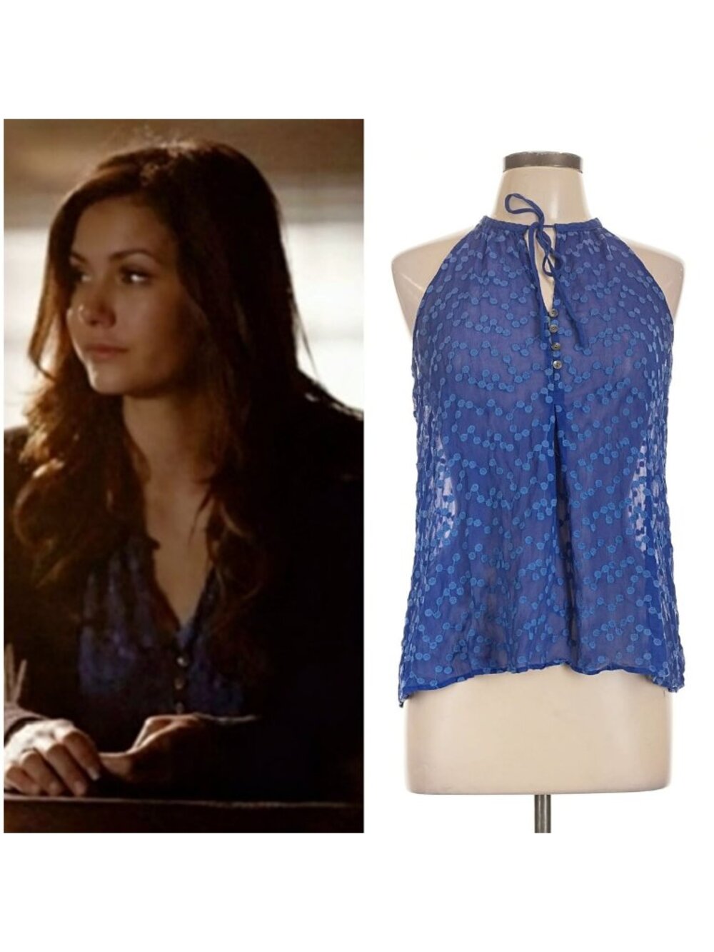 ANTHROPOLOGIE ASO ELENA GILBERT THE VAMPIRE DIARIES Silk Sheer Top RARE BOHO